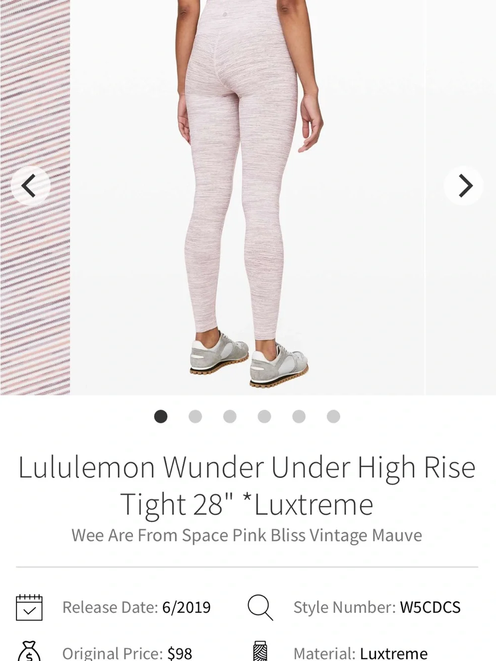 Lululemon Wunder Under Womens 10 Heathered  Stripe high Rise Tight Legging W5CDC